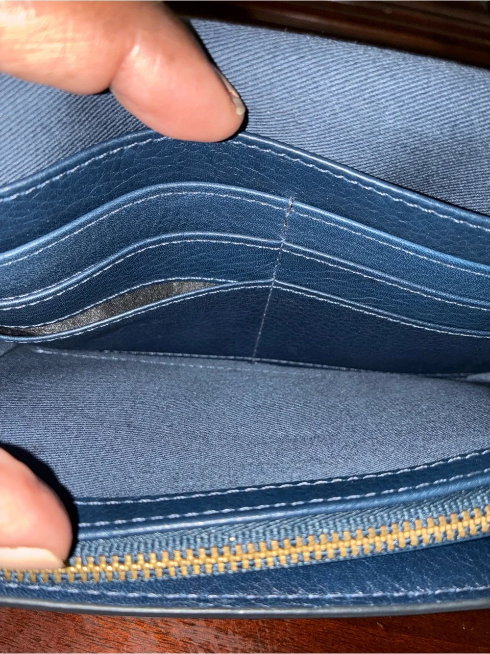 Fossil Navy Leather Wristlet Wallet